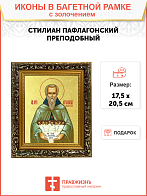 Икона "Стилиан Пафлагонский", св. прп., с золочением поталью, 09С9-УЛ Икона "Стилиан Пафлагонский", св. прп., с золочением поталью, 09С9-УЛ