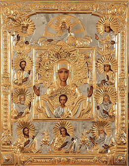 Икона живописная Божией Матери «Знамение» 70х90 масло, риза №176, золочение