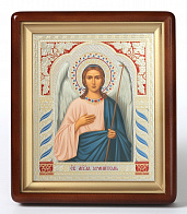 Икона в киоте 18х24 фигурный, темпера №6 Ангел-Хранитель 1 (белый фон)