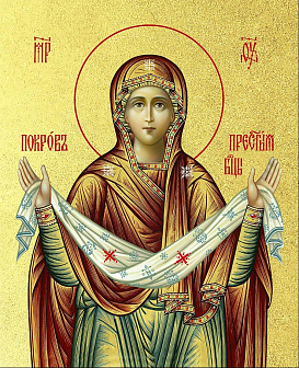 Икона Божией Матери "Покров" с золочением поталью, 03057-УЛ Икона Божией Матери "Покров" с золочением поталью, 03057-УЛ