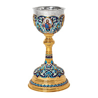 Потир 1.0л 4-финифти, филигрань, эмаль / песочные часы / золочение / серебряный стакан (УИН)