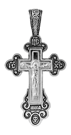 Серебряный ювелирный православный крест с чернением