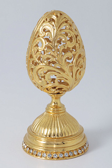 Яйцо пасхальное на подставке №8 литье с камнями / золочение