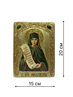 Настольная икона ''Святая преподобная Аполлинария Египетская'' на мореном дубе