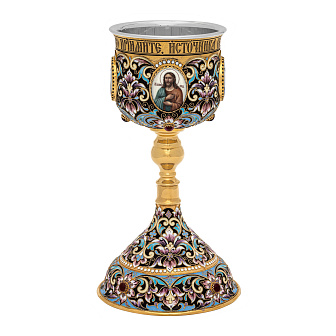 Потир 0.85л 4-финифти, филигрань, эмаль, роспись №19 / золочение / серебряный вкладыш (УИН)