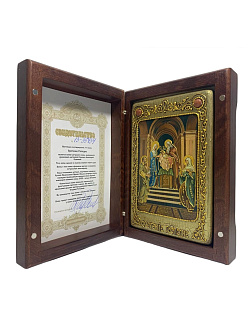 Настольная икона ''Сретение Господа нашего Иисуса Христа'' на мореном дубе