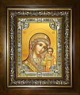 Икона Казанская Божия Матерь в деревянном киоте BK-210_BLK