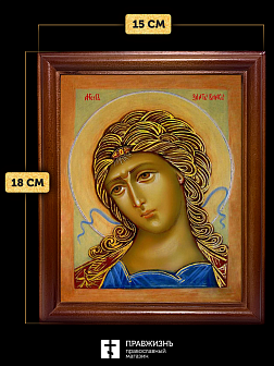 Икона Гавриил Архангел Ангел Златые Власы, деревянная рамка со стеклом 15х18х2 см 1136