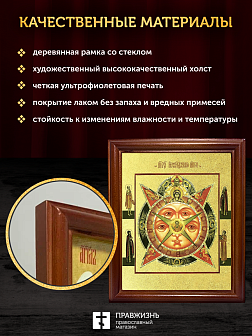 Икона Всевидящее Око Божие с золочением, деревянная рамка со стеклом 15х18х2 см 1114