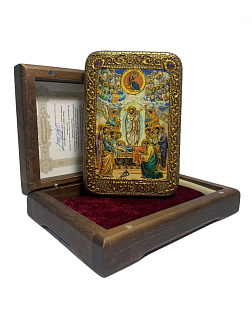 Настольная икона ''Успение Пресвятой Богородицы'' на мореном дубе