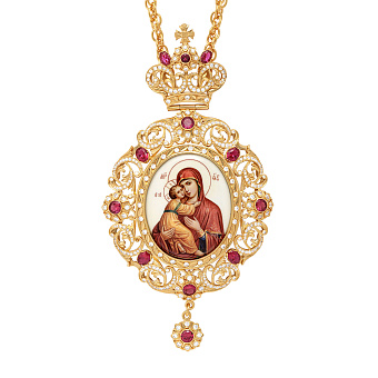 Панагия №206 / Фианиты деколь / золочение / Владимирская БМ Панагия №206 / Фианиты деколь / золочение / Владимирская БМ