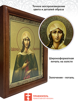 Икона Ксения Петербургская блаженная с золочением в киоте 18х21х4 см
