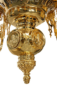 Паникадило 2 яруса 24 свечи с цепями золочение (1-2 ярус)