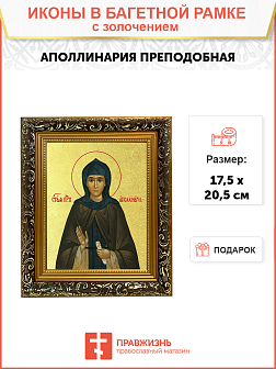 Икона "Аполлинария", св. прп., с золочением поталью, 10А7-УЛ