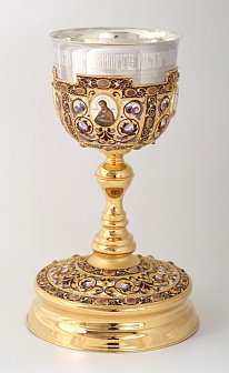 Потир 3.0л 4-финифти, филигрань, эмаль №5 / золочение / серебряный стакан (УИН)