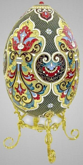 Яйцо пасхальное большое неоткрывающиеся на подставке №4 эмаль / золочение