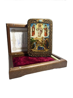 Настольная икона ''Преображение Господне'' на мореном дубе