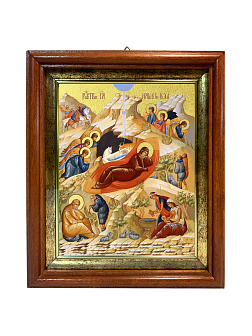 Икона Рождества Христова с золочением поталью, 05204-УЛ Икона Рождества Христова с золочением поталью, 05204-УЛ