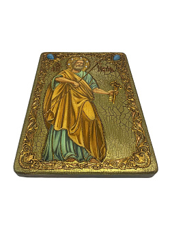 Настольная икона ''Ангел Хранитель'' на мореном дубе