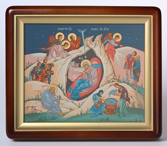 Рождество Христово, Икона в киоте 24х18 фигурный, темпера