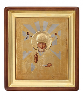 Икона живописная в киоте 24х30 масло, риза №231, киот №1 Николай Чудотворец