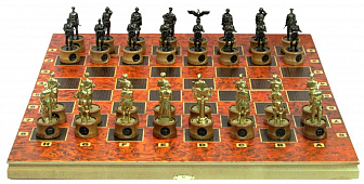 Шахматы исторические "Великая Отечественная Война" с фигурами из черненого цинкового сплава