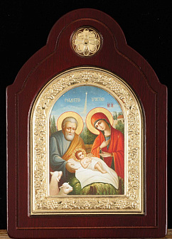 Икона настольная 9х12 фигурная, канвас, № 1 Рождество Христово