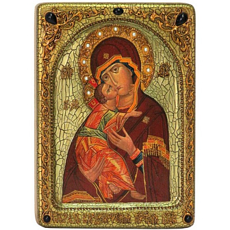 Богородица Владимирская'' икона матери ручной работы из дуба