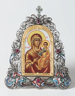 Икона настольная в филигранной рамке / золочение, серебрение