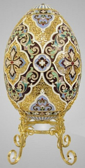 Яйцо пасхальное большое неоткрывающиеся на подставке №4 эмаль / золочение