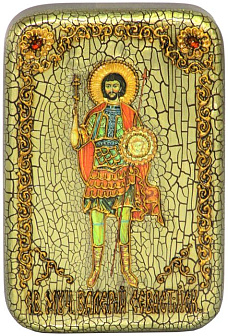 Настольная икона Святой мученик Валерий Севастийский на мореном дубе