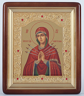 Икона в киоте 18х24 фигурный, темпера, рамка фигурная, золочёная Семистрельная БМ 1