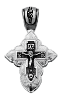 Нательный серебряный православный крест с чернением
