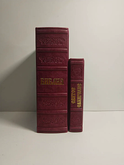 Подарочный набор книг в кожаном переплете: Библия 03.10 и Евангелие 09.35 цвет бордовый