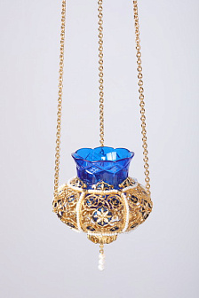 Лампада подвесная №34 литье, эмаль / золочение