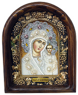 Икона Пресвятой Богородицы Казанская бисер жемчуг