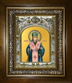 Икона Иоасаф епископ Белгородский святитель, в деревяном киоте