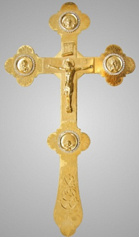 Крест напрестольный с литыми накладками золочение