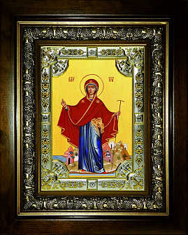 Икона освященная "Игумения святой Горы Афонской, икона Божией Матери", со стразами, в киоте 24x30 см