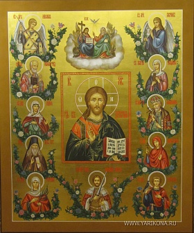 Семейная икона с Спасителем, липовая доска, дубовые шпонки, левкас, сусальное золото, темпера, подарочная упаковка