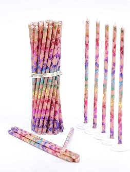 Свечи праздничные №80 (уп 50шт), РОЗОВЫЕ (Радужная лоза)