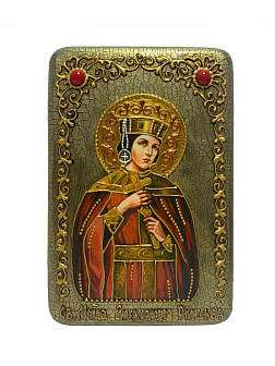 Настольная икона ''Святая мученица Александра Римская'' на мореном дубе