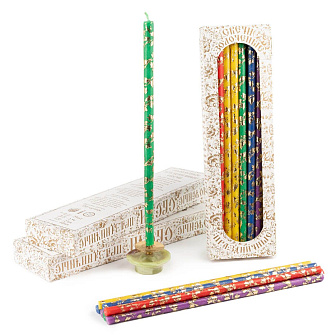 Свечи праздничные №20/40 (уп 25шт), РАЗНОЦВЕТНЫЕ (5 цветов) (Золотая лоза)