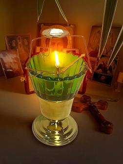 Набор для молитвы: лампада зеленая, ладаница - паучок, ладан 10 гр