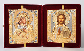 Складни живописные в футляре 24х30 масло, ризы №6, №24 (бархат) Спаситель-Владимирская БМ