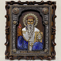 Икона Святитель Спиридон Тримифунтский, резная из дерева