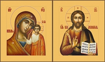 Венчальная пара икон Господь Вседержитель и Божия Матерь Казанская
