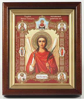 Икона в киоте 13х18 сложный, конгрев, плёнка Ангел-Хранитель с клеймами