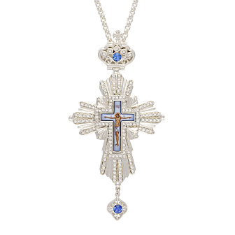 Крест наперсный №92 камни / серебрение