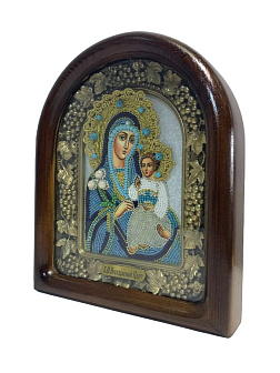 165 Именная икона Богородица Неувядаемый Цвет бисер дерево